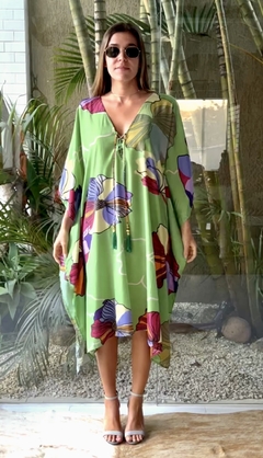 Kaftan Jardim Botânico verde Curto