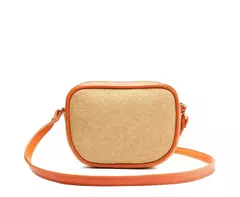 ANACAPRI Bolsa Tiracolo Média Raffia Com Lenço Laranja - loja online