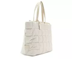 ANACAPRI Bolsa Shopping Grande Puffer Quadriculada Branca - comprar online