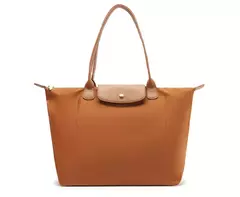 ANACAPRI Bolsa Shopping Grande Nylon Botão Marrom - Morena Shoes