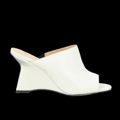 LUIZA BARCELOS MULE PEEP TOE ANABELA EM COURO OFF WHITE - comprar online