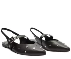 ANACAPRI Sapatilha Slingback Preta Bico Fino Fivela Tachas na internet