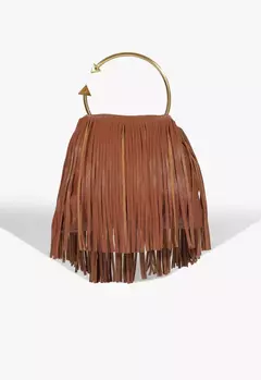 SCHUTZ BOLSA VIRGO FRINGES COURO MARROM - comprar online