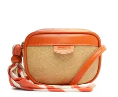 ANACAPRI Bolsa Tiracolo Média Raffia Com Lenço Laranja - comprar online