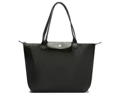 ANACAPRI Bolsa Shopping Grande Nylon Botão Preta - comprar online