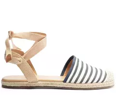 ANACAPRI Sandália Espadrille AZUL Amarração Natural Branca