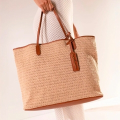 LUIZA BARCELOS BOLSA TOTE GRANDE EM CROCHET BEGE