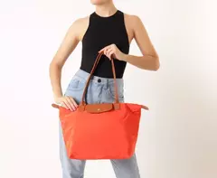 ANACAPRI Bolsa Shopping Grande Nylon Botão Laranja