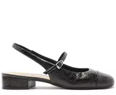 ANACAPRI Sapatilha Slingback Preta Salto Bloco