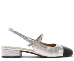 ANACAPRI Sapatilha Slingback Prata E Preta Salto Bloco