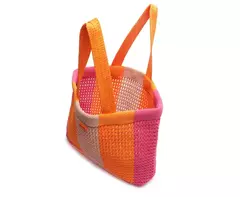 ANACAPRI Bolsa Shopping Grande Crochê Pink E Laranja - Morena Shoes