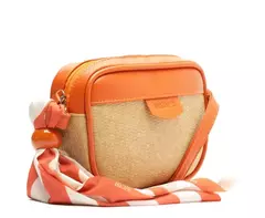 ANACAPRI Bolsa Tiracolo Média Raffia Com Lenço Laranja na internet