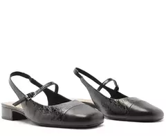 ANACAPRI Sapatilha Slingback Preta Salto Bloco - comprar online