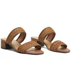 ANACAPRI Sandália Mule Tiras Tramado Salto Marrom - comprar online