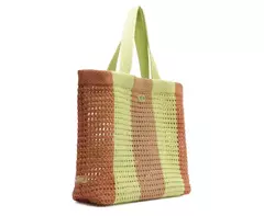 ANACAPRI Bolsa Shopping Grande Crochê Marrom E Verde - comprar online