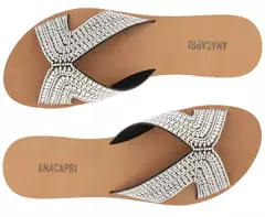 ANACAPRI Rasteira Glam Strass Prata - comprar online