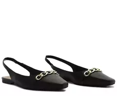 ANACAPRI Sapatilha Slingback Preta Correntes - comprar online