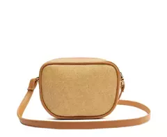 ANACAPRI Bolsa Tiracolo Média Raffia Com Lenço Marrom - Morena Shoes