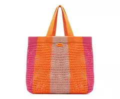 ANACAPRI Bolsa Shopping Grande Crochê Pink E Laranja - comprar online