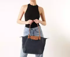 ANACAPRI Bolsa Shopping Grande Nylon Botão Azul