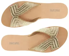 ANACAPRI Rasteira Glam Strass Dourada - Morena Shoes