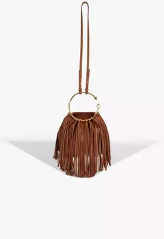 SCHUTZ BOLSA VIRGO FRINGES COURO MARROM - Morena Shoes