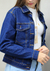 Jaqueta jeans feminina Flor de Lis azul marinho - comprar online