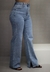Calça Jeans Feminina Wide Loose Cintura Alta com Aplicação de Strass Consciência