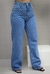 Calça Jeans Consciência Wide Leg cintura alta com Estampa a Laser