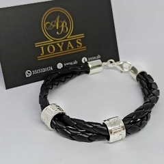 Pulsera cuero Hombre Plata 925 P100