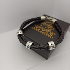 Pulsera Simil Cuero Argolla Plata 925 x3 - comprar online