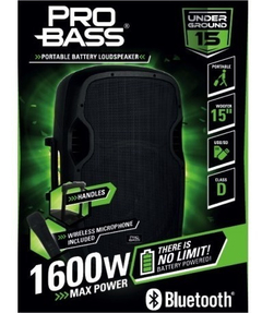 Bafle Potenciado Pro Bass Underground 15 Usb Sd Bt Portatil - comprar online