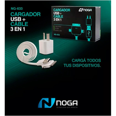 CARGADOR NOGA USB IPHONE Y ANDROID PARA SAM. LG MOTO, 3 EN 1 - comprar online