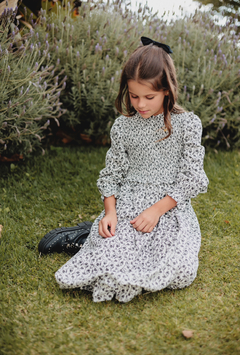 Vestido kids linho lastex estampa exclusiva collab Nico & Pippa - loja online