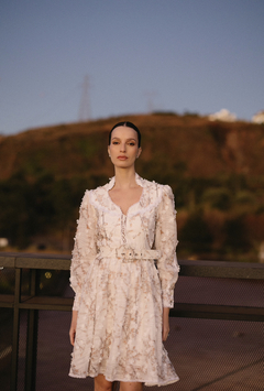 Imagem do VESTIDO EM CAMBRAIA 100% ALGODÃO ESTAMPADA COM BORDADO EM FLORES 3D