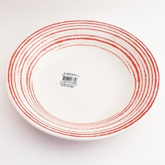 PLATO HONDO CERAMICA TRAZOS ROJO 21CM