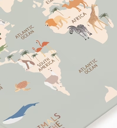 Mapa Ilustrado - Animales - Fondo verde - comprar online