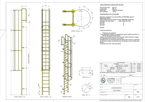 Projeto Escada Marinheiro com Gaiola (até 10,0m completa sem ART)