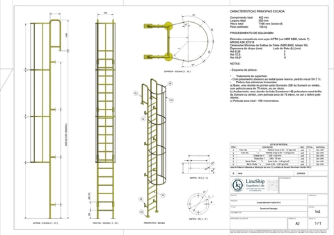 Projeto Escada Marinheiro com Gaiola (até 10,0m completa com ART)
