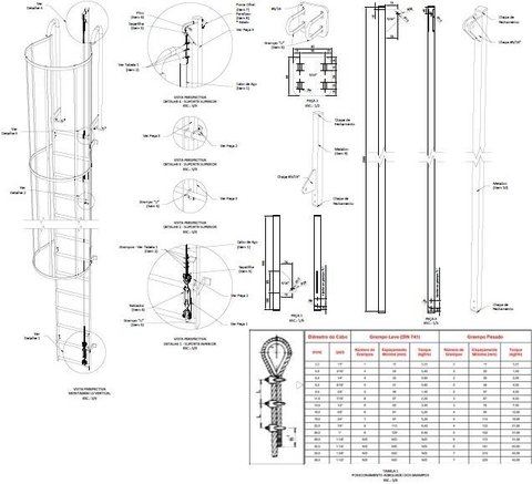 Projeto Linha de Vida Vertical para Escada Marinheiro 12m (Completo sem ART)