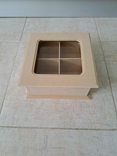 CAJA DE TE X4 DIVISIONES TAPA DE VIDRIO