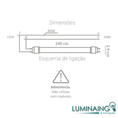 LÂMPADA TUBULAR T8 VIDRO 38W IP20 - OPS - comprar online