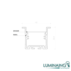 PERFIL EMBUTIR RECUADO LED 40MM ALUMÍNIO EXTRUDADO DIFUSOR TRANSLÚCIDO COD4233ER - PL - comprar online