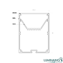 PERFIL SOBREPOR/PENDENTE LED 60MM COD6383SP - PL - comprar online