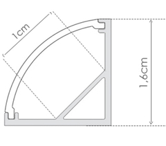 PERFIL SOBREPOR CANTO REDONDO FITA LED 45° 2,5CM X 1,6CM X 200CM - COD32 - EKT na internet