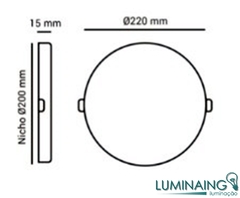 PAINEL LED SEMI EMBUTIDO REDONDO 22x22 30W 3000K HM32405 | OPS na internet