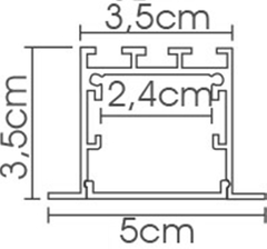 PERFIL ALUMINIO EMBUTIR DRYWALL FITA LED 5,0CM X 3,5CM X 300CM - COD51 - EKT - Luminaing - Iluminação