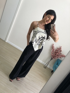 Blusa lenço - Off/Preto - comprar online