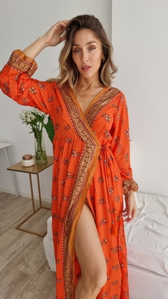 vestido importado kimono indira naranja - comprar online