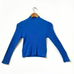 BLUSA BEL CANELADA GOLA RÔLE - AZUL BIC - comprar online